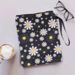Daisy Zippered Book Sleeve with Printed Design â€“ Waterproof Protective Cover for Books, Ideal for Readers and Students with Extra Pocket & Carry Strap