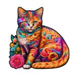 Irregular-Shaped Puzzle â€“ A3 Size (33Ã—43cm), 210-Piece Design, 4mm Thickness, Compact Packaging(Curly-haired cat)