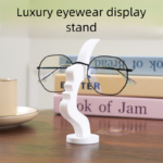 Black and white two pieces Desktop Eyeglass Holder â€“ Minimalist Design for Home or Office, Stable Display Stand with Rounded Base - Image 3