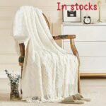 Khaki Nordic Minimalist Knit Throw Blanket â€“ 127Ã—180cm Lightweight, Soft & Breathable Fleece-like Fabric with Tassel Edges for Sofa, Bed, Yoga & Air Conditioning Use - Image 2