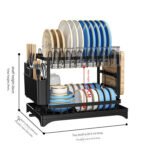White Foldable Dish Rack with Drain Tray, Knife & Chopstick Holder, Cup Rack, and Cutting Board Support - 42cm x 29cm x 29cm, Easy-Install Kitchen Storage Organizer for Plates, Bowls, Glasses, and Utensils - Image 7