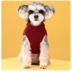 Red Fall & Winter Pet Knit Sweater â€“ Solid Color Cable Knit Turtleneck for Small Dogs, Soft Breathable Warm Clothing with 3D Fit Design, Ideal for Teddy, Poodle, and Bichon(Size: L) - Image 2
