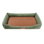 Green Rectangular Pet Bed with Removable Cooling Mat â€“ Durable 600D Oxford Fabric Dog & Cat Bed, High-Rebound PP Cotton Filling, Non-Slip Base, for Medium to Large Breeds, Includes Free Cooling Pad(Size:L)