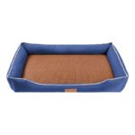 Blue Rectangular Pet Bed with Removable Cooling Mat - Durable 600D Oxford Fabric Dog & Cat Bed, High-Rebound PP Cotton Filling, Non-Slip Base, for Medium to Large Breeds, Includes Free Cooling Pad(Size:L)