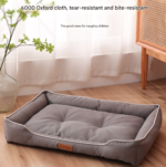 Blue Rectangular Pet Bed with Removable Cooling Mat - Durable 600D Oxford Fabric Dog & Cat Bed, High-Rebound PP Cotton Filling, Non-Slip Base, for Medium to Large Breeds, Includes Free Cooling Pad(Size:L) - Image 2