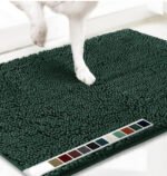 Dark green 50Ã—80 cm Extra-Thick Chenille Floor Mat for Bathrooms and Pet Use â€“ High-Density Absorbent, Non-Slip, Machine-Washable Rug for Dogs and Humans