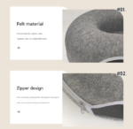 Light grey Felt Donut Cat Bed with Zipper Tunnel Toy, Double-Layer Pet Cave for Cats, M Size (50x20cm), Cozy Hideaway for Indoor Cats - Image 2