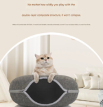 Light grey Felt Donut Cat Bed with Zipper Tunnel Toy, Double-Layer Pet Cave for Cats, M Size (50x20cm), Cozy Hideaway for Indoor Cats - Image 4