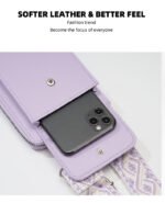 Purple Women's Multi-Functional Crossbody Phone Bag with Detachable Coin Purse, PU Leather Shoulder Bag with Credit Card Slots, Stylish Minimalist Design for Daily Use - Image 3