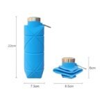 Blue 700ml Collapsible Silicone Water Bottle with Diamond Pattern - Food-Grade Portable Sports Bottle for Hiking, Camping, Travel & Gym - Leak-Proof Foldable Design with Carabiner Clip - Image 4