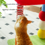 Colorful U-Shaped Cat Tree with Sisal Scratching Posts, Multi-Level Perch & Hanging Ball Toy - Compact Cat Climbing Frame for Small Spaces, Durable Fabric & Wood Construction for Kittens & Adult Cats - Image 4