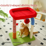 Colorful U-Shaped Cat Tree with Sisal Scratching Posts, Multi-Level Perch & Hanging Ball Toy - Compact Cat Climbing Frame for Small Spaces, Durable Fabric & Wood Construction for Kittens & Adult Cats - Image 5