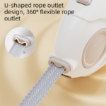 White Retractable Dog Leash with Luminous Rope 3M Anti-Tangle Automatic Extension Pet Walking Rope for Small to Medium Dogs Comfortable Grip and Lightweight Wrist Strap for Night Walks - Image 4