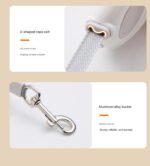 White Retractable Dog Leash with Luminous Rope 3M Anti-Tangle Automatic Extension Pet Walking Rope for Small to Medium Dogs Comfortable Grip and Lightweight Wrist Strap for Night Walks - Image 5