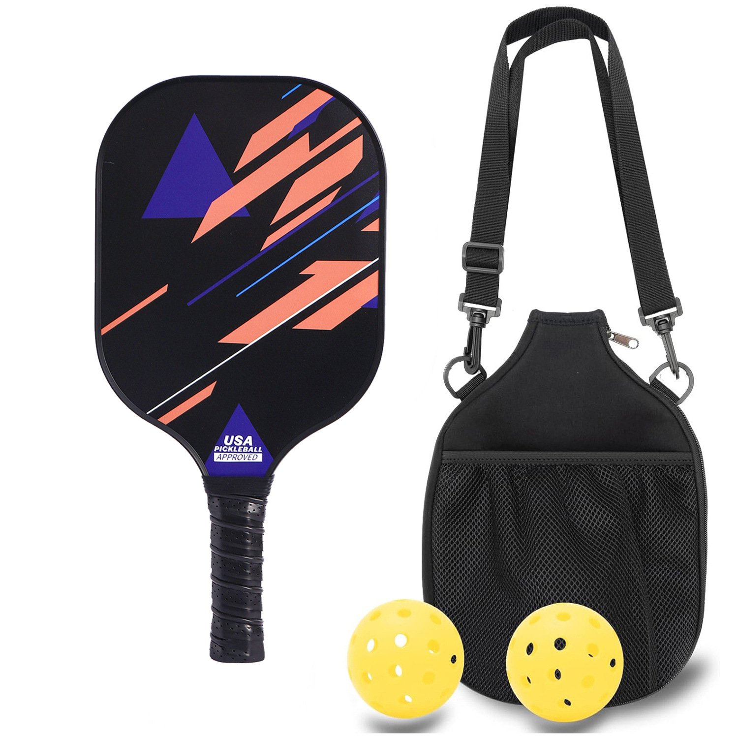 V888-ELOSUNG48700-202604131735-00 Professional Carbon Fiber Pickleball Paddle Set with Advanced Polymer Core - Includes Outdoor Balls & Portable Mesh Carry Bag(LT-602) - Image 1