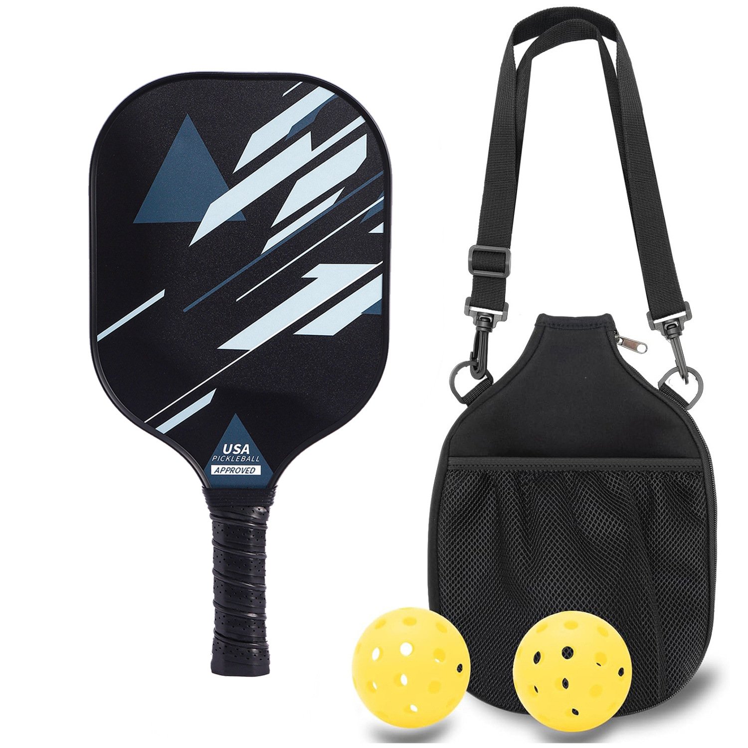 V888-ELOSUNG48701-202604131735-00 Professional Carbon Fiber Pickleball Paddle Set with Advanced Polymer Core - Includes Outdoor Balls & Portable Mesh Carry Bag(LT-603) - Image 1
