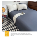 Hazy Blue Washed Cotton Bedding Set - Solid Color Fitted Sheet Style, 4-Piece Set for 1.5m Bed, Includes 10 Random Color Quilt Fasteners(1.5m) - Image 8