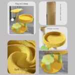 Yellow Cactus Pineapple Cat Tree with Scratching Post & Cozy Perch - Multi-Level Cat Tower with Flower Platform and Hanging Ball for Indoor Cats - Image 5
