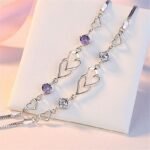 Heart-to-Heart Silver Plated Bracelet with Sparkling Rhinestones Elegant Romantic Jewelry for Women Includes Local Standard Gift Box for Special Occasions(3A Purple Diamond) - Image 4