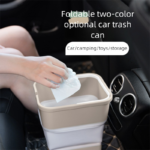 Beige Foldable Car Trash Can and Multi-Functional Storage Bin - Includes 5 Rolls of Bags - Leak-Proof Waterproof Design for Road Trips, Camping and Daily Commuting - Space Saving Portable Organiser(large) - Image 3