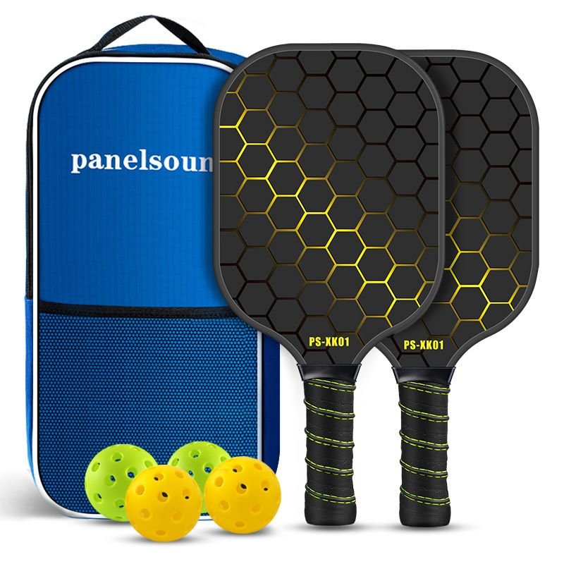 V888-ELOSUNG48951-00 Yellow Pickleball Paddle Set - Premium Fiberglass Surface - Lightweight Honeycomb Core, Cushioned Non-Slip Grip, Professional Performance for All Skill Levels, Complete Kit with Carry Bag and Balls - Image 1
