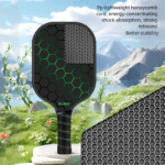 Green Pickleball Paddle Set - Premium Fiberglass Surface - Lightweight Honeycomb Core, Cushioned Non-Slip Grip, Professional Performance for All Skill Levels, Complete Kit with Carry Bag and Balls - Image 3