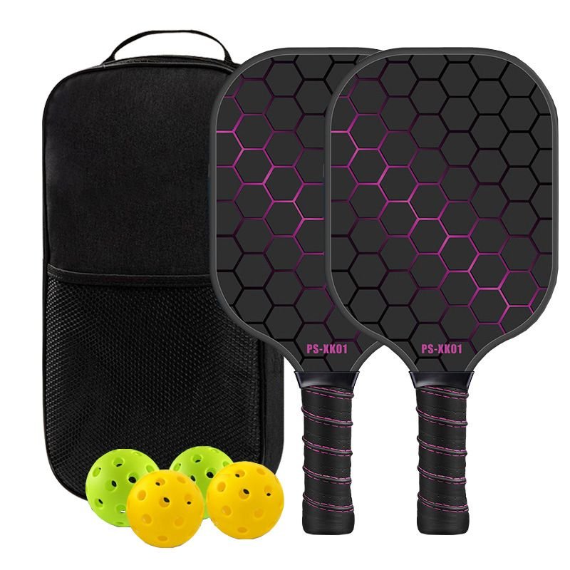 V888-ELOSUNG48956-00 Red Pickleball Paddle Set - Premium Fiberglass Surface - Lightweight Honeycomb Core, Cushioned Non-Slip Grip, Professional Performance for All Skill Levels, Complete Kit with Carry Bag and Balls(Black bag) - Image 1