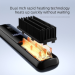 Pink Wireless Rechargeable Hair Straightener Brush with LCD Display - USB-C Fast Charging, 3 Heat Settings, Cool Air Function - Portable Ceramic Heating Comb for Travel and Home Use - Image 3