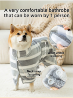 Red Stripes Super Absorbent Pet Bathrobe with Waist Belt & Neck Snap - Full Coverage Quick-Drying Towel for Dogs & Cats (XS Size) - Image 4