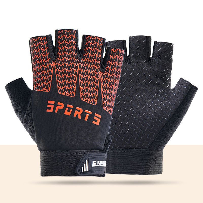 V888-ELOSUNG49040-202603181125-00 Black and Red Breathable Half-Finger Cycling Gloves for Kids - Non-Slip Silicone Grip, Ice Silk & Shock-Absorbing Sports Mitts (S Size) - Image 1