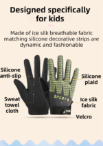 Black and Red Breathable Half-Finger Cycling Gloves for Kids - Non-Slip Silicone Grip, Ice Silk & Shock-Absorbing Sports Mitts (S Size) - Image 2