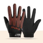 Black and Red Breathable Cycling Gloves for Kids - Non-Slip Silicone Grip, Ice Silk & Shock-Absorbing Sports Mitts (L Size)