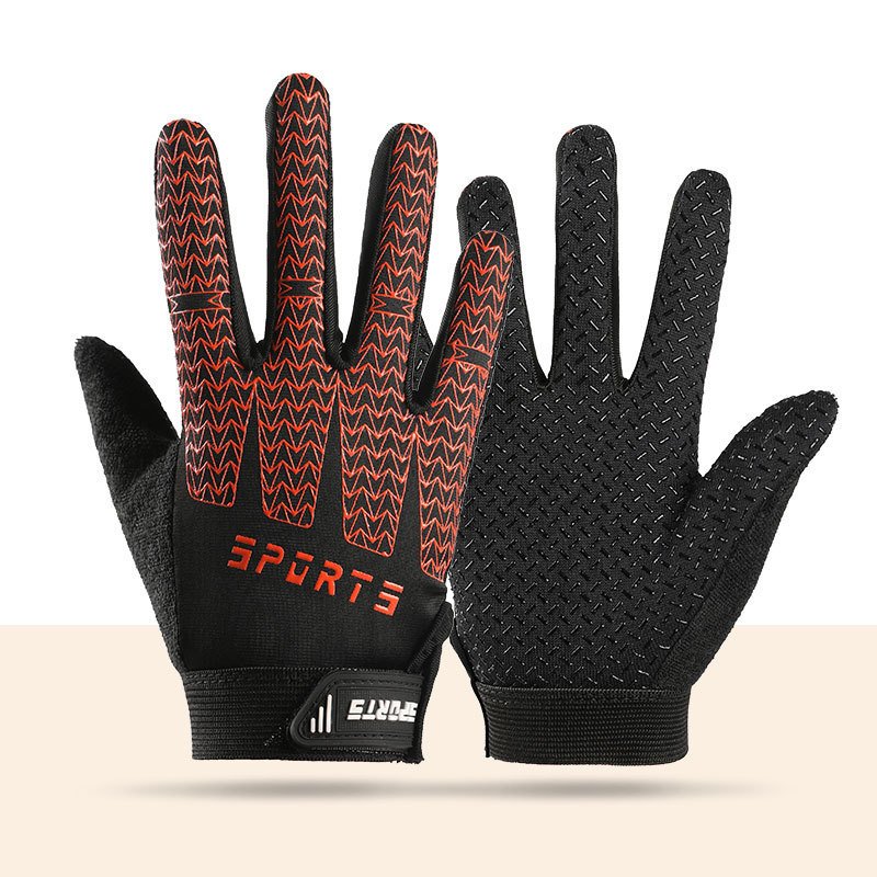 V888-ELOSUNG49046-202603181126-00 Black and Red Breathable Cycling Gloves for Kids - Non-Slip Silicone Grip, Ice Silk & Shock-Absorbing Sports Mitts (L Size) - Image 1
