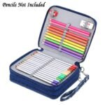Portable 78-Slot Oxford Cloth Colored Pencil Zipper Case - Large Capacity Sketching & Drawing Stationery Pouch (Denim Flowers) - Image 2