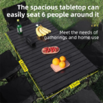 120CM Black Portable Folding Egg Roll Camping Table with Storage Bag & Mesh Net- Heavy-Duty Carbon Steel Picnic Table for 6-8 People - Image 2