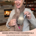 Grey Soft Faux Fur Scarf with 15x20CM Hidden Zipper Pocket - Anti-Theft Travel Scarf  for Phone, Passport and Essentials - Image 2