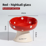 Red and Yellow Elevated 15° Tilted Ceramic Cat Bowl - Anti-Chin Acne Glaze Finish, Non-Slip Weighted Base & Neck Protection Pet Feeder - Image 2