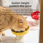 Red and Yellow Elevated 15° Tilted Ceramic Cat Bowl - Anti-Chin Acne Glaze Finish, Non-Slip Weighted Base & Neck Protection Pet Feeder - Image 4