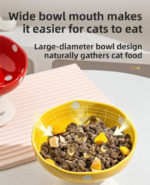 Red and Yellow Elevated 15° Tilted Ceramic Cat Bowl - Anti-Chin Acne Glaze Finish, Non-Slip Weighted Base & Neck Protection Pet Feeder - Image 5