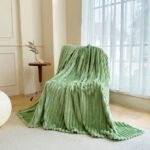 Green 230 x 200 CM Ultra-Soft Faux Rabbit Fur Plush Sofa Cushion & Bedding Blanket - Luxury Double-Sided Thickened Winter Fleece - Image 2