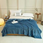 Dark Blue 180 x 200 CM Ultra-Soft Faux Rabbit Fur Plush Sofa Cushion & Bedding Blanket - Luxury Double-Sided Thickened Winter Fleece