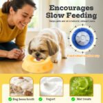 Yellow Silicone Dog Liquid Lick Bowl with Floating Fun Ball - Interactive Slow Feeder & Anti-Slip Calming Pet Bowl for Dogs and Cats - Image 3