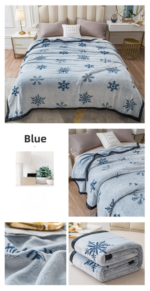 Blue Floral Fantasy 180x200CM Premium Double-Sided Print Flannel Blanket - Soft All-Season Air Conditioning Throw for Office Nap & Travel - Image 2