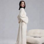 Beige Women's Ultra-Soft Plush V-Neck Cardigan Robe - Extra Thick Half-Velvet Warm Housecoat & Outdoor Wearable Sleepwear - Image 4