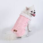 M Size Pink Winter Padded Cotton Dog Thermal Plaid Vest with Faux Fur Collar - Thick Fleece-Lined Warm Pet Jacket - Image 2