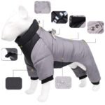 XL Size Yellow Winter Waterproof Dog 4 Leg Jumpsuit for Full Body Warmth - Reflective Windproof Pet Puffer Coat with Integrated Harness - Image 2