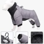 XL Size Yellow Winter Waterproof Dog 4 Leg Jumpsuit for Full Body Warmth - Reflective Windproof Pet Puffer Coat with Integrated Harness - Image 3