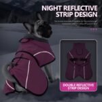 M Size Dark Blue Winter Waterproof Dog Puffer Vest with Adjustable Neckline / Belt and Leash Access - Reflective Long-Pile Fleece Lined Warm Cloak - Image 5