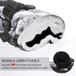 1-Pair Winter Waterproof Touchscreen Ski Gloves - Anti-Slip Thermal Mitts for Men & Women (Orange Graffiti Print) - Image 4