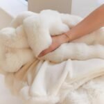 White Luxury Tuscany Fleece Rabbit Fur Bubble Blanket (180 x 200 CM) - Double-Sided Thickened Soft Plush Bedding & Large Bed Blanket - Image 3